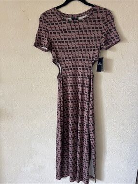 Volcom Pink Geometric Cutout Midi Dress